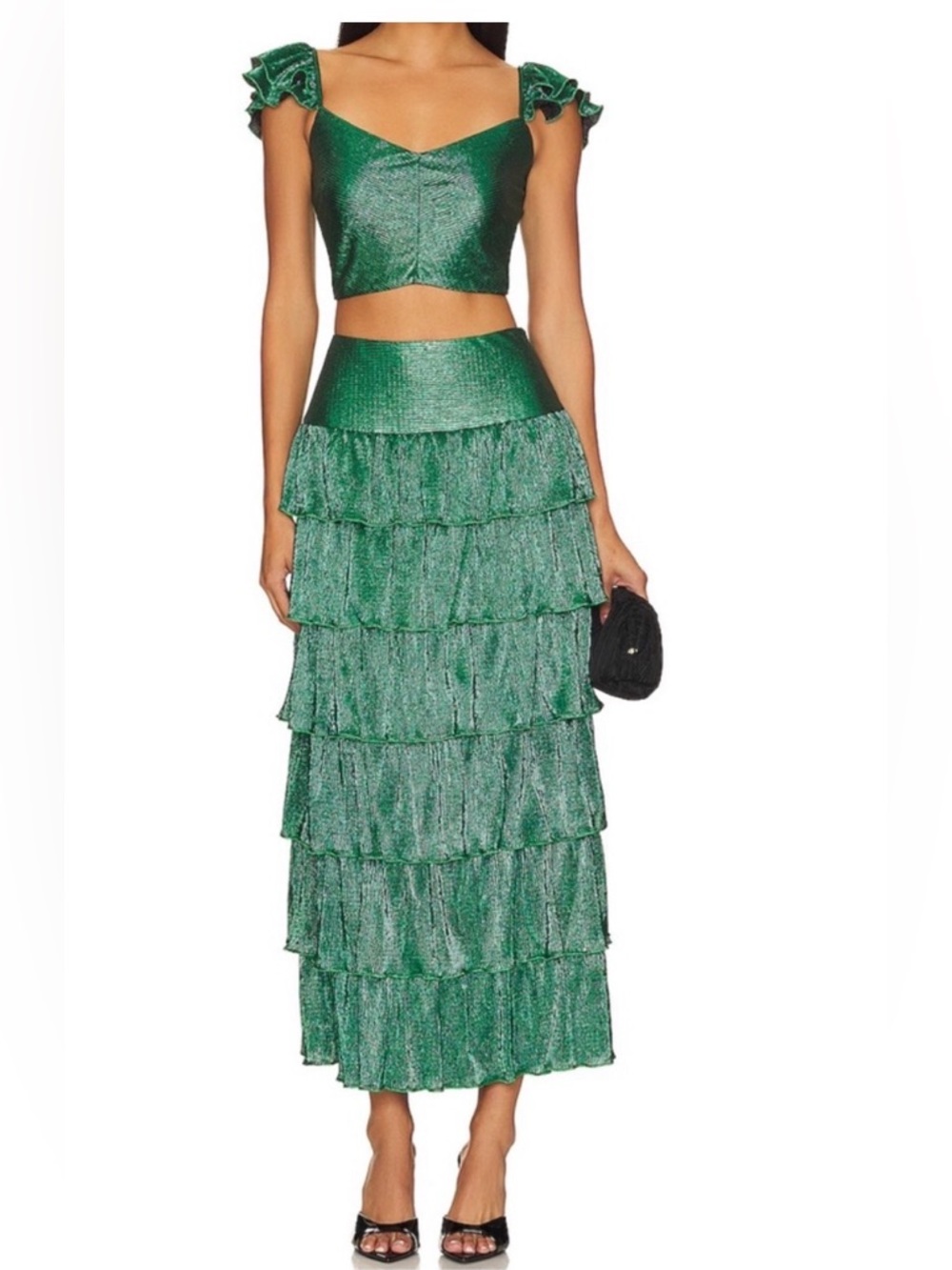 SAYLOR Green Tiered Ruffle Maxi Skirt - NEVER WORN